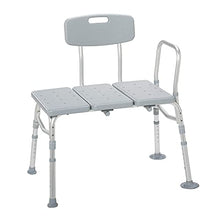 Load image into Gallery viewer, Drive Medical 12011KD-1 Plastic Tub Transfer Bench with Adjustable Backrest (Color May Vary), Gray
