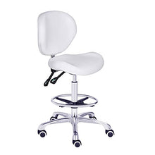 Load image into Gallery viewer, Kaleurrier Adjustable Stools Drafting Chair with Backrest &amp; Foot Rest,Tilt Back,Peneumatic Lifting Height,Swivel Seat,Rolling wheels,for Studio,Dental,Office,Salon and Counter,Home Desk Chairs (White)
