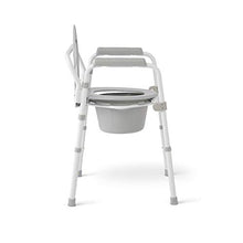 Load image into Gallery viewer, Medline 3-in-1 Steel Folding Bedside Commode, Commode Chair for Toilet is Height Adjustable, Can be Used as Raised Toilet, Supports 350 lbs
