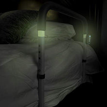 Load image into Gallery viewer, LumaRail-FS Triple Safe Bed Assist Rail Support Bar Handle with LED Sensor Nightlight, GlowSafe Indicators and Anchor Strap. Adjustable Height TOP Rail Accommodates Thick MATTRESSES and Toppers.
