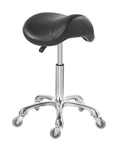 Load image into Gallery viewer, Saddle Stool Chair for Massage Clinic Spa Salon Cutting, Saddle Rolling Stool with Wheels Adjustable Height (Black)
