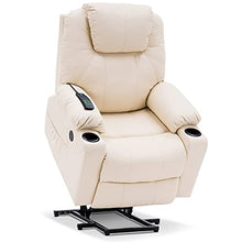 Load image into Gallery viewer, Mcombo Electric Power Lift Recliner Chair Sofa with Massage and Heat for Elderly, 3 Positions, 2 Side Pockets and Cup Holders, USB Ports, Faux Leather 7040 (Medium, Cream White)
