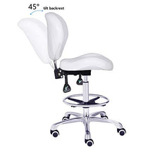 Load image into Gallery viewer, Kaleurrier Adjustable Stools Drafting Chair with Backrest &amp; Foot Rest,Tilt Back,Peneumatic Lifting Height,Swivel Seat,Rolling wheels,for Studio,Dental,Office,Salon and Counter,Home Desk Chairs (White)
