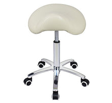 Load image into Gallery viewer, Saddle Stool Rolling Chair for Medical Lash Massage Salon Kitchen Spa,Adjustable Hydraulic Stool with Wheels (Beige)
