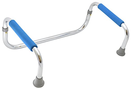 Secure PAR-1 Standing Assist Rail with Padded Grab Handles, Chrome - Elderly, Handicapped, Disabled Stand Support Lift Aid for Home and Travel - Folding Design for Easy Transport