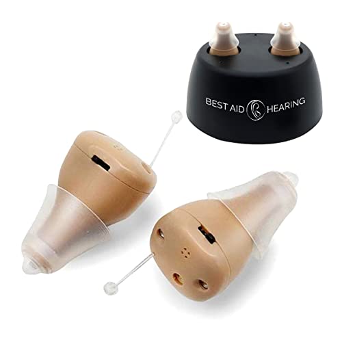Best Aid Hearing, X5 CIC Rechargeable Hearing Aids for Seniors, Noise Cancelling, Noise Reduction, Digital Sound Amplifiers, Left and Right in Ear Hearing Aids (full pair)