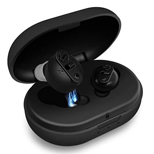 KOIKEY Digital Hearing Aid & Sound Amplifiers for Seniors，Mini Rechargeable Hearing Amplifier with Charging Case，In-Ear Earbuds with Noise Reduction and Sound Enhancement，Volume Control Easy (Black)