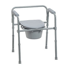 Load image into Gallery viewer, Drive Medical 11148-1 Steel Folding Bedside Commode, Grey, Bariatric, 18&quot;x22.5&quot;x35&quot;
