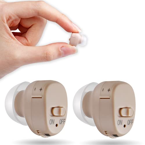 Hearing Amplifiers - Set of 2 Mini in-The-Ear Sound Amplifier to Aid Hearing - Personal Hearing Devices for Seniors - Fits Left and Right Ear