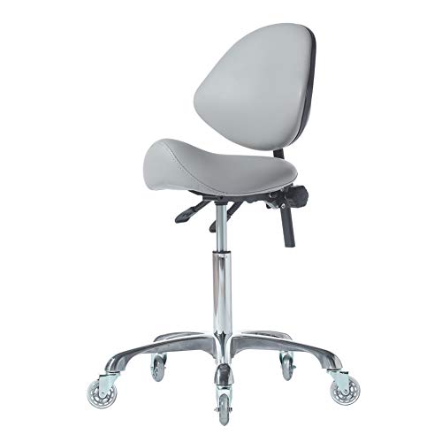 FRNIAMC Hydraulic Saddle Rolling Adjustable, Heavy-Duty (450 lbs) Stool Chair for Beauty Salon Massage Dental Clinic Home Office Use(Grey)