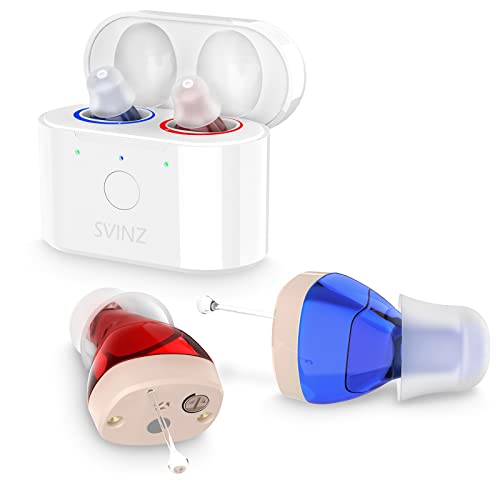 SVINZ Hearing Aids for Seniors, Rechargeable Hearing Amplifier, Nano Hearing Aid Earbuds for Adults, Invisible In-the-ear Design and Pocket to Go