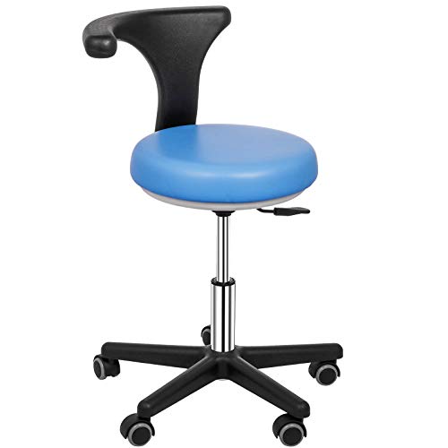 Happybuy Medical Dental Stool Dentist Chair with 360 Degree Rotation Armrest PU Leather Assistant Stool Chair Height Adjustable from 18.9 to 24.4inches