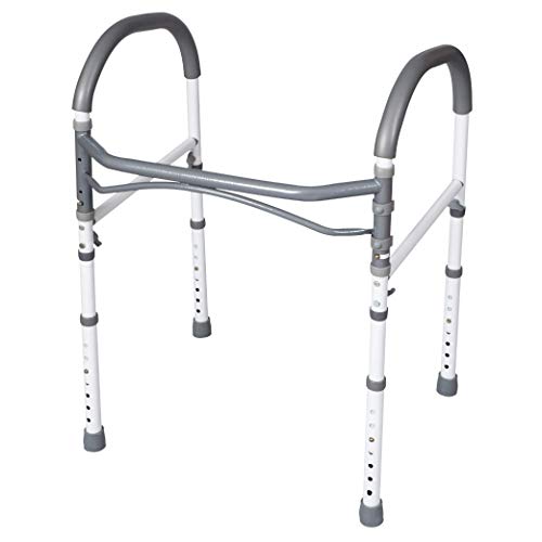 Carex Toilet Safety Rails - Toilet Handles for Elderly and Handicap - Home Health Care Equipment Toilet Safety Frame, Grey