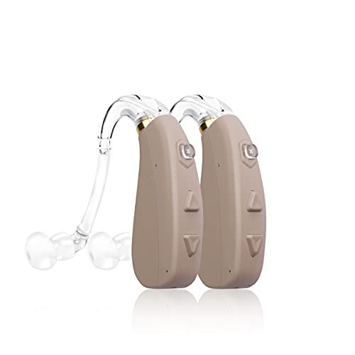 Banglijian Hearing Aid Rechargeable Ziv-206 with 4 Channels Layered Noise Reduction Adaptive Feedback Cancellation-Two Types of Sound Tubes(Two Units)