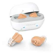 Load image into Gallery viewer, [New] Vivtone Rechargeable Hearing Amplifier to Aid Hearing for Adults &amp; Seniors, Easy Operation, with Portable Charging Case for 80 Hours Backup Power, Beige, Pair, AU02
