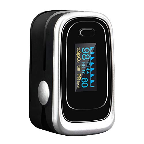 Tomorotec Fingertip Pulse Oximeter Blood Oxygen Saturation Monitor with Silicon Cover, Batteries and Lanyard (Black)