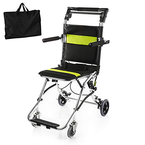 Healva Transport Wheelchair, Folding Portable Boarding Travelling Wheelchair with Hand Brake, with Carring Bag | Please Check The Size