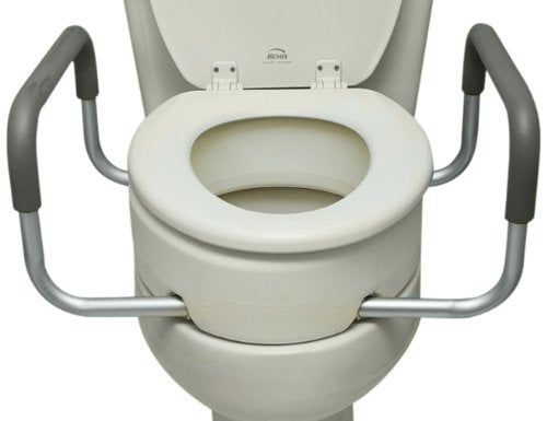 Essential Medical Supply Elevated Toilet Seat with Padded Arms, Elongated, 19 x 14 x 3.5 Inch