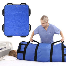Load image into Gallery viewer, ZHEEYI Multipurpose 48&quot; x 40&quot; Positioning Bed Pad with Reinforced Handles - Reusable &amp; Washable Transfer Sheet for Turning, Lifting &amp; Repositioning - Double-Sided Nylon Fabric, Blue
