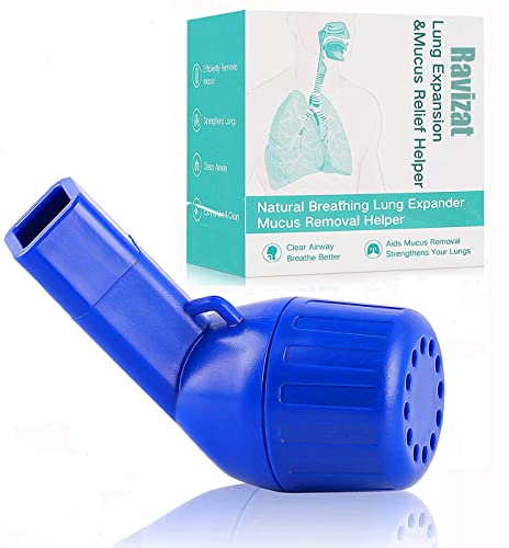 Lung Expansion Mucus Relief Device, Ravizat Hand Held Respiratory Breathing Exercise Device - OPEP Therapy, Drug-Free, Naturally Clear Mucus, Helps Open Airways