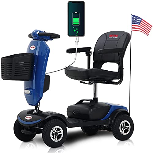 4 Wheel Powered Mobility Scooters for Seniors with Head Light, Quick Delivery, Folding Mobility Scooters for Adults with Basket for Gravida, Foldable in Boot Trunk for Traveling with Parents