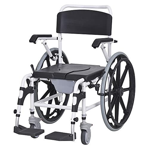 HomCom Rolling Shower Wheelchair Bath Toilet Commode Bariatric with 24