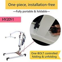 Load image into Gallery viewer, doudouX Portable Folding Electric Patient Lift, Hoyer Lift for Home Use and Car Travel, with High-Capacity Battery and Low Base, 450Lbs.(Installation-Free HY201-1 with Toileting Sling)
