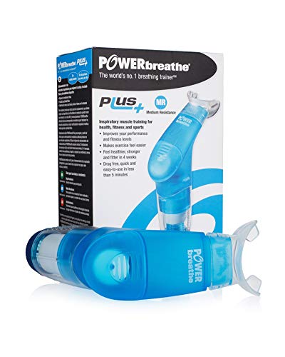 POWERbreathe - Breathing Exercise Device, Breathing Trainer and Therapy Tool to Strengthen Breathing Muscles and Help Lung Capacity, Handheld Inspiratory Muscle Trainer - Blue, Medium Resistance