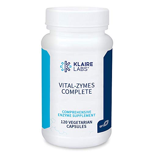 Klaire Labs Vital-Zymes Complete Digestive Enzymes - Helps Aid Digestion and Breakdown Proteins, Peptides, Carbs, Sugars, Fats & Fibers - 20 Active Enzymes (DPP-IV Activity) (120 Count)