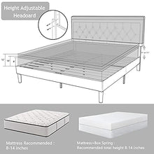 Load image into Gallery viewer, Allewie Queen Size Button Tufted Platform Bed Frame / Fabric Upholstered Bed Frame with Adjustable Headboard / Wood Slat Support / Mattress Foundation / Dark Grey (Queen)
