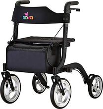 Load image into Gallery viewer, NOVA Medical Products Express Rollator Walker, Large 10” &amp; 8” Wheels, Compact Foldable &amp; Free Standing, Easy to Fold, Lift &amp; Carry, Comes with Cane Holder, Black
