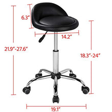 Load image into Gallery viewer, Yaheetech Height Adjustable Rolling Swivel Salon Stool Chair Hydraulic Ergonomic with Backrest Wheels for Tattoo Massage Facial Spa Manicure Dentist Clinic,Black
