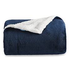 Load image into Gallery viewer, Bedsure Sherpa Fleece Blankets Twin Size - Navy Blue Thick Fuzzy Warm Soft Twin Blanket for Bed, 60x80 Inches
