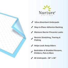 Load image into Gallery viewer, Ultra Absorbent Disposable Bed Pads with Adhesive - 36 x 36 - Extra Thick Underpad Bed Cover Chux for Bedwetting Incontinence Furniture Pets &amp; More - 40 Pack

