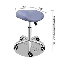 Load image into Gallery viewer, Grace &amp; Grace Professional Saddle Stool Series Hydraulic Swivel Comfortable Ergonomic with Heavy Duty Metal Base for Clinic Dentist Spa Massage Salons Studio (Light Purple)
