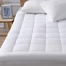Load image into Gallery viewer, Twin XL Mattress Pad Cover Pillow Top Cotton Top with Stretches to 18” Deep Pocket Fits Up to 8”-21” Cooling White Bed Topper (Down Alternative, Twin XL Size)
