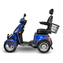 Load image into Gallery viewer, EWheels EW-46 4-Wheel 3-Speed Lightweight Travel Electric Battery-Powered Medical Mobility Scooter with Adjustable Seat and Rear Basket, Blue
