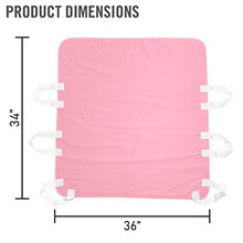 Load image into Gallery viewer, Atcha Ba Waterproof Positioning Bed Pad with 6 Handles, Reusable Incontinence Underpad, Washable Hospital and Home Care Sliding Sheet, 34” x 36” (1-Pack Pink)
