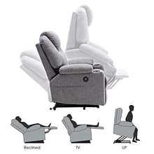 Load image into Gallery viewer, Mcombo Electric Power Lift Recliner Chair Sofa with Massage and Heat for Elderly, 3 Positions, 2 Side Pockets and Cup Holders, USB Ports, Fabric 7040 (Medium, Gray)
