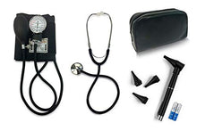 Load image into Gallery viewer, Primacare | DS-9199 Nurse Essentials Starter Kit with Handheld Travel Case | 3 Part Kit Includes Adult Aneroid Sphygmomanometer Blood Pressure Monitor, Stethoscope, Mini Diagnostic Otoscope | Black
