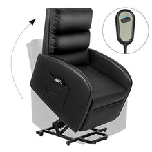 Load image into Gallery viewer, Pawnova Huge Thick Padded Seat Electric Power Lift Safety Device and Massage Function, PU Leather Living Room Single Sofa, Home Leisure Recliner Chair for Elderly People, 29.50&quot;x 25.00&quot;x 25.00&quot;, Black
