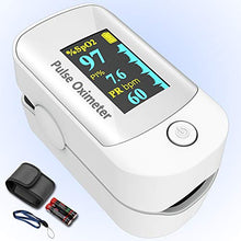 Load image into Gallery viewer, Pulse oximeter fingertip with Plethysmograph and Perfusion Index, Portable Blood Oxygen Saturation Monitor for Heart Rate and SpO2 Level, O2 Monitor Finger for Oxygen,Pulse Ox,Oxi, (White)
