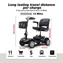Load image into Gallery viewer, Metro 4 Wheel Mobility Scooter for Adults, Seniors - Electric Powered Wheelchair Device - 300lbs Max Weight, Foldable Compact Mobile for Long Range Travel - Chrome
