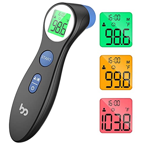 Forehead Thermometer for Adults and Kids, Non Contact Digital Thermometer for Fever, Instant Accurate Infared Thermometer, Black by femometer