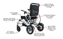 Load image into Gallery viewer, New Cromex Lightweight Foldable Electric Wheelchair – 2021 Heavy-Duty Electric Wheelchair with Long Range Battery – Power Wheelchair for Adults - Aviation Travel All Terrain Wheelchair (Black)
