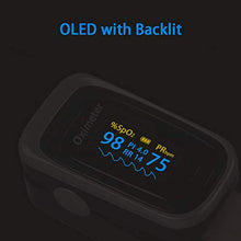 Load image into Gallery viewer, Tomorotec Fingertip Pulse Oximeter Blood Oxygen Saturation Monitor with Silicon Cover, Batteries and Lanyard (Black)
