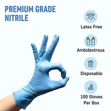 Load image into Gallery viewer, Powder Free Disposable Nitrile Gloves Medium -100 Pack, Blue -Medical Exam Glove
