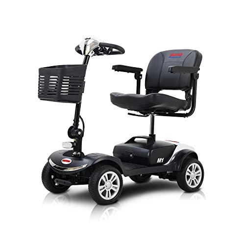 Metro 4 Wheel Mobility Scooter for Adults, Seniors - Electric Powered Wheelchair Device - 300lbs Max Weight, Foldable Compact Mobile for Long Range Travel - Chrome