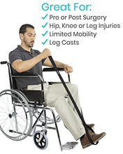 Load image into Gallery viewer, Vive Leg Lifter Strap (44 Inch) - Rigid Foot Loop, Hand Grip for Adult, Senior, Elderly, Handicap, Disability, Pediatrics - Long Band Mobility Aid for Car, Bed, Couch, Hip Replacement, Wheelchair
