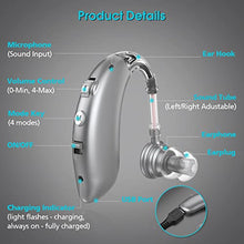 Load image into Gallery viewer, Hearing Aids for Adults Seniors, Rechargeable BTE (Behind The Ear) Hearing Amplifier with Upgraded Noise Reduction,Ear Amplifier Hearing Aids

